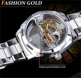 New Transparent Automatic Mechanical Watches - Stainless Steel Strap Vintage Skeleton Luminous Watches - The Jewellery Supermarket