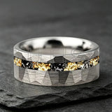 Mens 6/8mm Black Gold Meteorite Gold Foil Tungsten Carbide Rings Men's Wedding Rings
