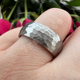 Multi-Faceted Hammered Brushed Finish 4/6/8MM Men Women Tungsten Wedding Rings
