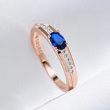 Latest Luxury 14K Rolled Rose Gold in Silver Colour Blue AAA Zircon Ring For Women - Daily Fine Vintage Jewellery