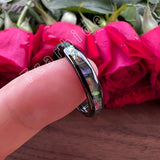 Abalone Shell Inlay Domed Polished 4mm Tungsten Wedding Women Rings