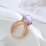 Awesome Elegant Filled 14K Rose Gold  Purple AAA Zircon Crystal Ball Crown Big Ring -  High Quality Fine Jewellery