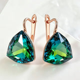 14 Karat Gold Filled Unique Gradient Big Green Zircon Crystal Luxury Dangle Earrings