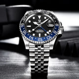 TOP BRAND DESIGN 40MM GMT Luxury NH34 Automatic Stainless Steel Waterproof Men Mechanical Wristwatch