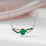 Superb Dark Green Rolled 14K Rose Gold AAA Zircon Crystals Pendant Necklace For Women -  Luxury Jewellery