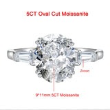 Luxury 3-10 Carat Oval Cut VVS1 D Colour Moissanite Diamond Silver Wedding Ring