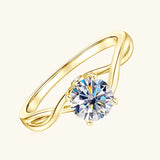 Vintage 1.0CT VV1 D Colour Moissanite Silver 18k Gold Plated Twist Shank Engagement Ring