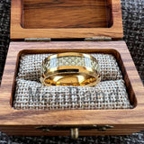 Carbon Fiber Inlay 4/6/8mm Gold Tungsten Engagement Wedding Rings for Men Women