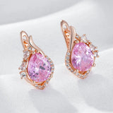 Luxury Design Filled 14K Rose Gold Pink AAA Zircon Diamonds Latest Fashion Earrings - Cute Ladies Jewellery