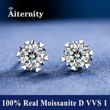 Sparkling 925 Sterling Silver D Colour VVS1 Moissanite Diamonds Snow Stud Earrings