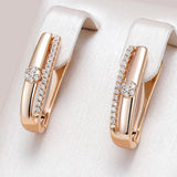 Simple Fashion 14K Rolled Rose Gold White Zircon Diamonds Drop Earrings For Women - High Quality Jewellery