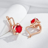 14 Karat Rolled Gold Shiny Red AAA Zircon Crsytals Daily Fine Vintage Earrings for Women