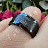 Polished Brushed Multicolor 10/12mm Mens Big Tungsten Engagement Wedding Ring