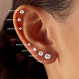 Round Cut 0.03-1.2CT Moissanite Diamonds Sterling Silver Unisex Stud Earrings