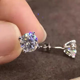Sparkling 6.5mm1 ct Original D VVS1 Moissanite Diamonds Four Claw Stud Earrings