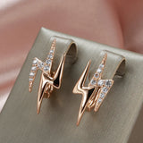 14K Gold Filled Hip Hop Lightning Style AAA Zircon Diamonds Minimalist Drop Earrings