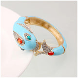 New Unique Design 6 Colours Gold Plated with Full AAA Rhinestones Dolphin Animal Enamel Statement Bracelet Bangle - The Jewellery Supermarket