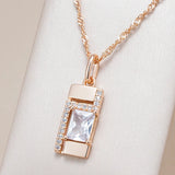 Outstanding Fashion Filled 14K Rose Gold Square AAA Zircon Diamonds Necklace For Women - Luxury Fine Jewellery