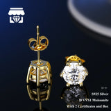 Real Moissanite Earrings 0.5CT 1CT 2CT For Women and Men Fine Jewellery.