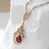 Vintage Design 14K Filled Rose Gold AAA Zircon Crystal Pendant And Necklace - Ethnic Style Fine Jewellery