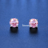 VVS1 Sterling Silver White Pink Yellow Red Orange Moissanite Diamonds Stud Earrings
