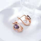 Amazing Fashion Design Oval Purple 14K Rose Gold Rolled AAA Zircon Crystals  Drop Earrings, Daily Jewellery