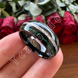 Bright Meteorite and Malachite Inlay 8MM Tungsten Carbide Wedding Men Women Ring