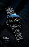 Top Brand Luxury Mechanical Watch for Men - Grey Dial Stainless Steel Waterproof Date Week Automatic WristWatches