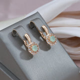 14 Karat Gold Filled Lake Green AAA Zircon Crystal Classic Trendy Drop Earrings For Women