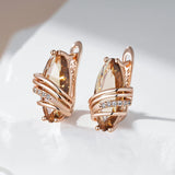 14 Karat Gold Filled Unique Geometry Fashion Brown AAA Zircon Crystals Earrings for Women