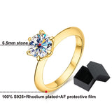 3 Colour 18KGP 1ct VVS1 D Colour Moissanite Diamond Solitaire Silver Wedding Ring
