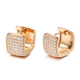 Excellent Square Rolled 14K Rose Gold Fashion AAA Zircon Diamonds Earrings -  Luxury Trendy Fine Jewellery