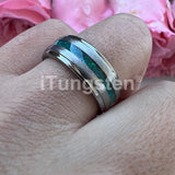 New Deer Antler Opal Stepped Special Brushed Finish Tungsten Ring for Men Women