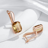 14 Karat Gold Filled Fashion Square Brown AAA Zircon Crystals High Quality Drop Earrings