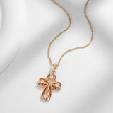 Amazing 14K Filled Rose Gold Cross Crucifix Jesus AAA Zircon Diamonds Necklace - Classic Simple Jewellery