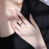 Splendid 3-stone S925 Sterling Silver with 14CGP Moissanite Diamonds Rings Engagement Wedding Promise Jewellery