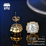 Real Moissanite Earrings 0.5CT 1CT 2CT For Women and Men Fine Jewellery.