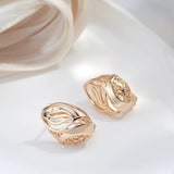 Hot Fashion Simple Metal Flower Glossy 14K Filled Rose Gold Dangle Earrings, High Quality Daily Fine Jewellery