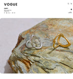18K Gold Plated Minimalist Stainless Steel Oval Hollow Stylish Chic Open Ring