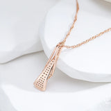 14K Gold Filled Geometric Full Paved AAA Zircon Diamonds Curve Triangle Pendant Necklace