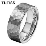 Flat Two Colors Hammered 6/8mm Tungsten Wedding Rings for Men and Women