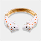 Unique Design Double Leopards Sweet Colorful Cuff Bracelet for Women Girls Gold Plated Fashion Bangle Jewelry Gift