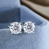 Real 0.1-3CT Moissanite Diamond Stud Earrings Silver Platinum Plated  Fine Jewelry