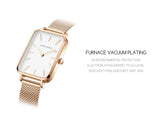 New Elegant Square Women Stainless Steel Mesh Strap Fashion Japanese Movement Rose Gold Tone Leisure Fashion Watches