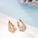 14K Rolled Gold Geometric Rectangle AAA Zircon Diamonds Drop Elegant Fashion Earrings