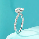 Dazzling VVS1 D Colour 2.00CT Round Moissanite Diamond  14KGP Silver Engagement Ring