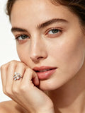 Luxury White Natural Pink White Pearls AAA Zircon Diamonds Silver Ring