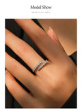 Luxury Sparkling Dual-Row Silver Round AAAA Lab Created Diamond Resizable Rings