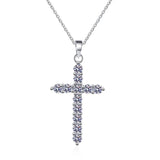 Stunning 18KWGP 3.3CT D Colour VVS1 Moissanite Diamonds Cross Necklace for Women - Luxury Silver Fine Jewellery - The Jewellery Supermarket