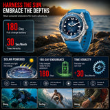 Solar Powered Luxury Quartz 316L Stainless Steel Case Waterproof 300M Dive Watch